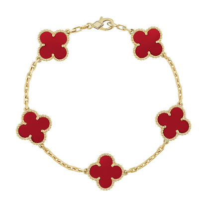 [⭐Spark] CLOVER 5 MOTIF RED CORNELIAN BRACELET COLLECTION