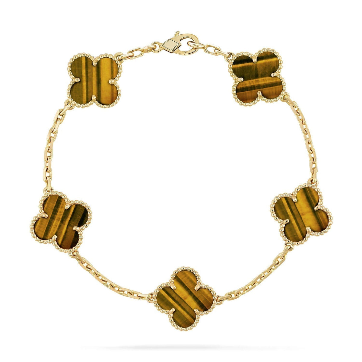 [⭐Spark] CLOVER 5 MOTIFS TIGER EYE BRACELET COLLECTION