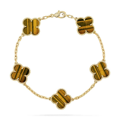 [⭐Spark] CLOVER 5 MOTIFS TIGER EYE BRACELET COLLECTION