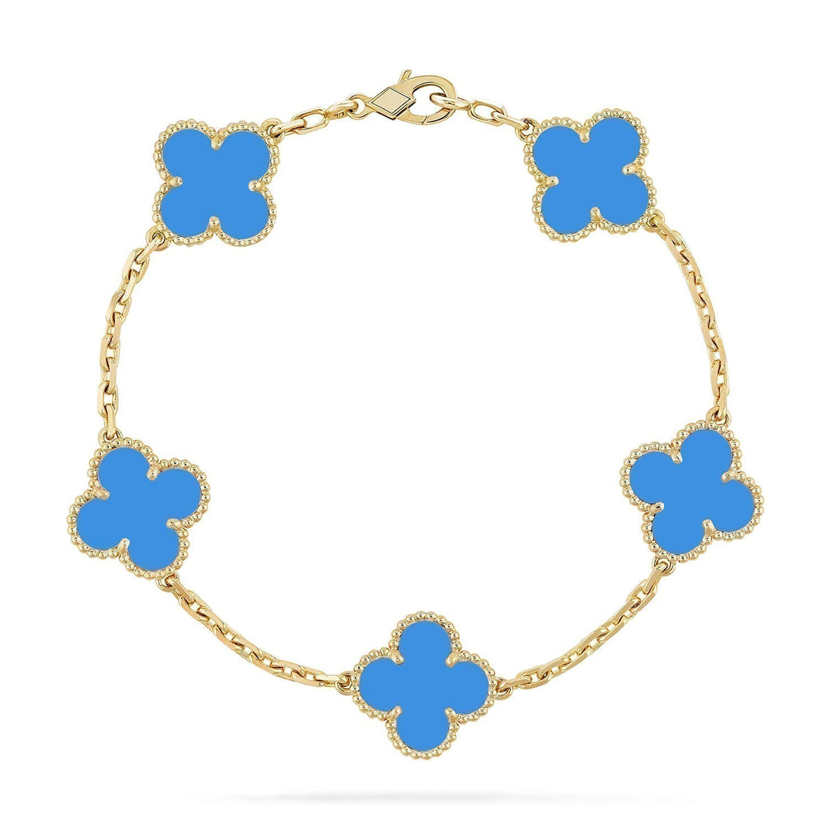 [⭐Spark] CLOVER 5 MOTIF BLUE AGATE BRACELET COLLECTION
