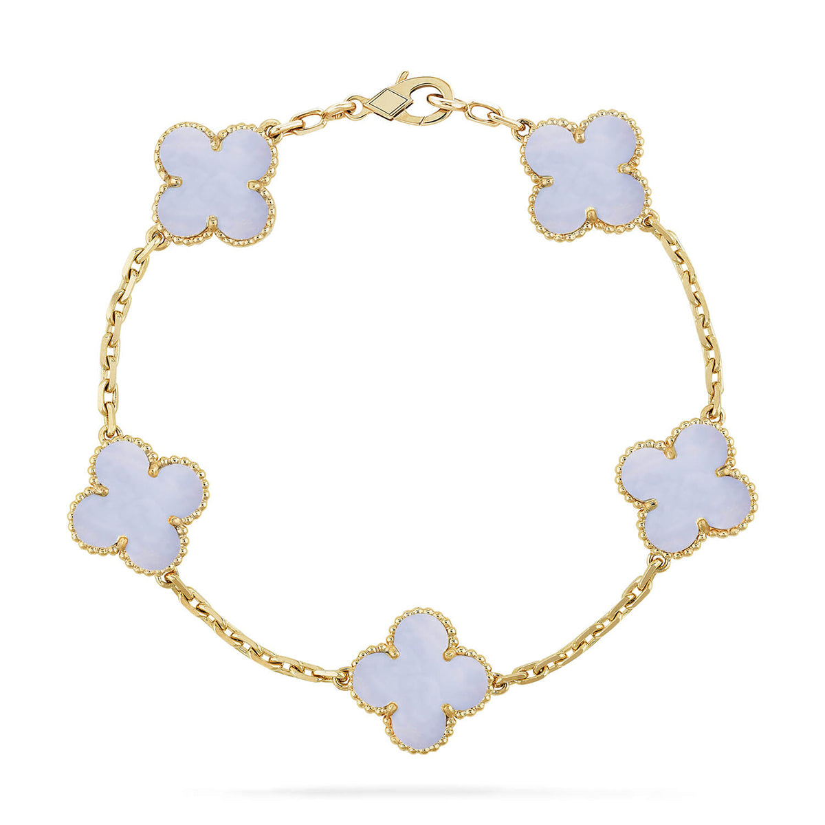 [⭐Spark] CLOVER 5 MOTIF PURPLE CHALCEDONY BRACELET COLLECTION