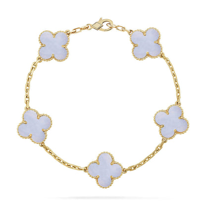 [⭐Spark] CLOVER 5 MOTIF PURPLE CHALCEDONY BRACELET COLLECTION
