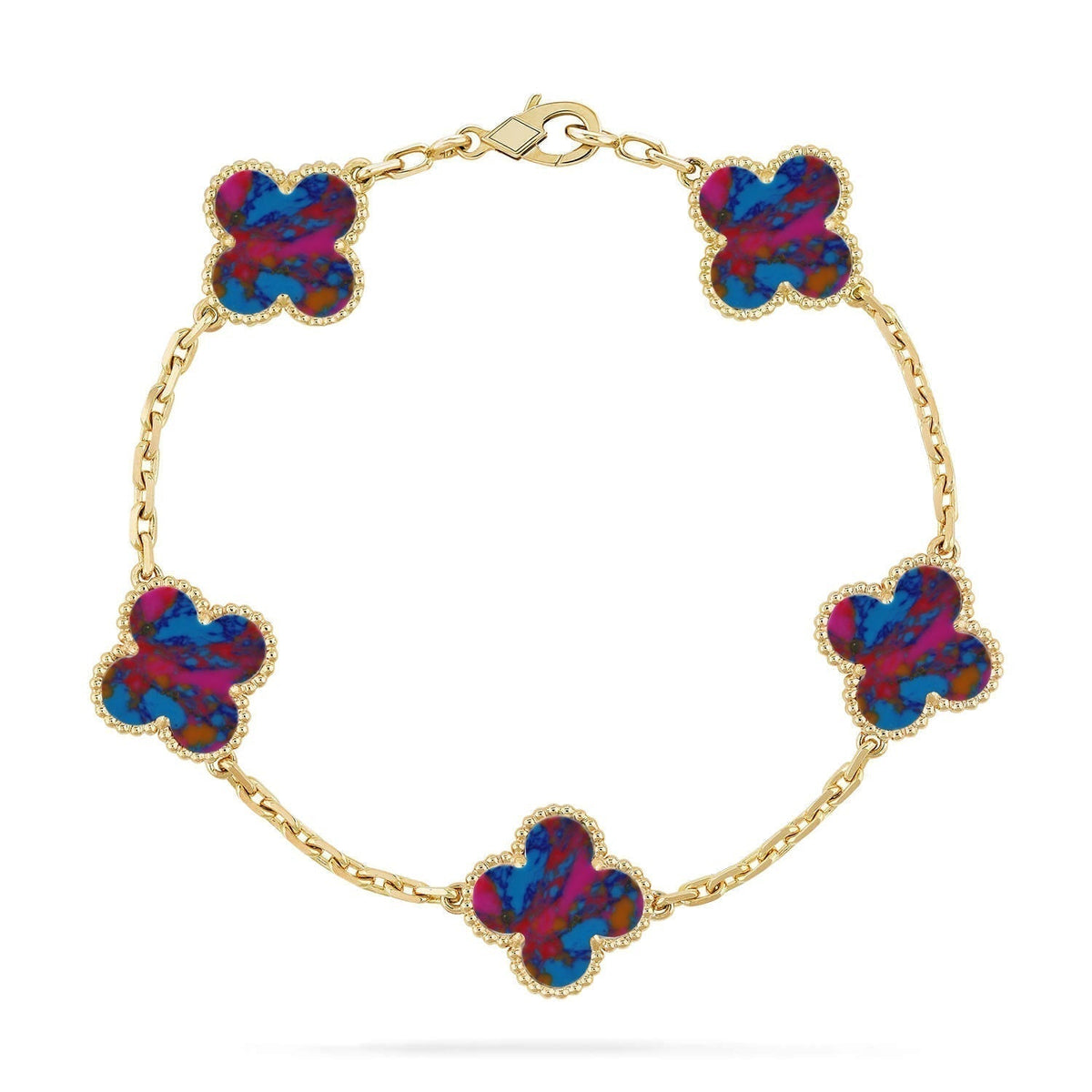 [⭐Spark]CLOVER 5 MOTIF COLOR GEMSTONES BRACELET COLLECTION