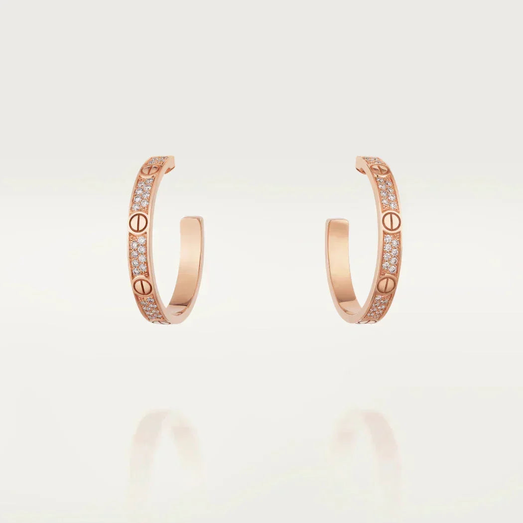 [⭐Spark]LOVE DIAMOND PINK GOLD HOOP EARRINGS