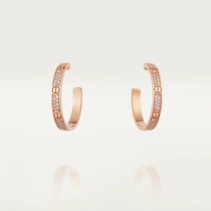 [⭐Spark]LOVE DIAMOND PINK GOLD HOOP EARRINGS