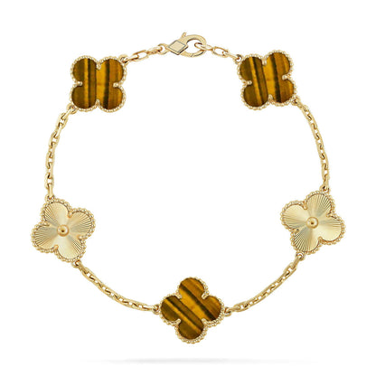 [⭐Spark] CLOVER 5 MOTIFS TIGER EYE BRACELET COLLECTION