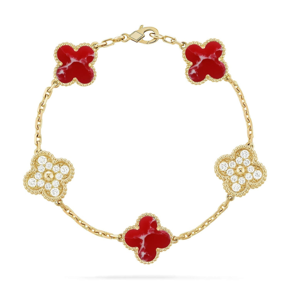 [⭐Spark]CLOVER 5 MOTIF RED PATTERN BRACELET COLLECTION