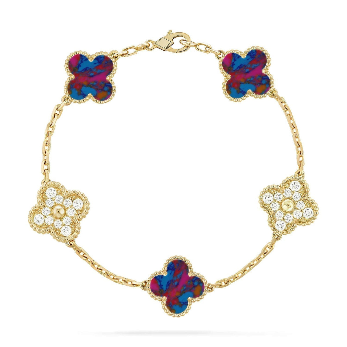 [⭐Spark]CLOVER 5 MOTIF COLOR GEMSTONES BRACELET COLLECTION