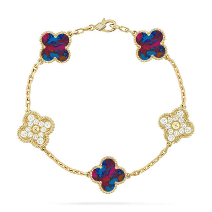 [⭐Spark]CLOVER 5 MOTIF COLOR GEMSTONES BRACELET COLLECTION