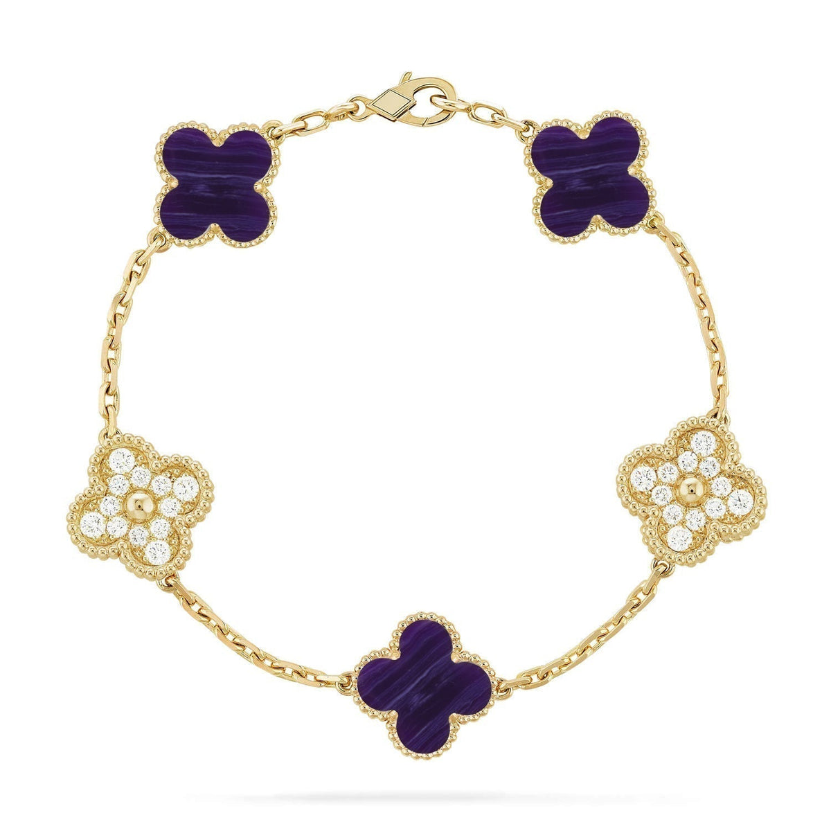 [⭐Spark]CLOVER 5 MOTIF PURPLE STRIPES BRACELET COLLECTION