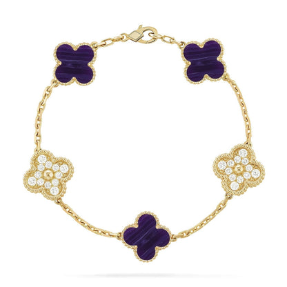[⭐Spark]CLOVER 5 MOTIF PURPLE STRIPES BRACELET COLLECTION