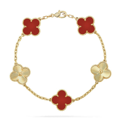 [⭐Spark] CLOVER 5 MOTIF RED CORNELIAN BRACELET COLLECTION