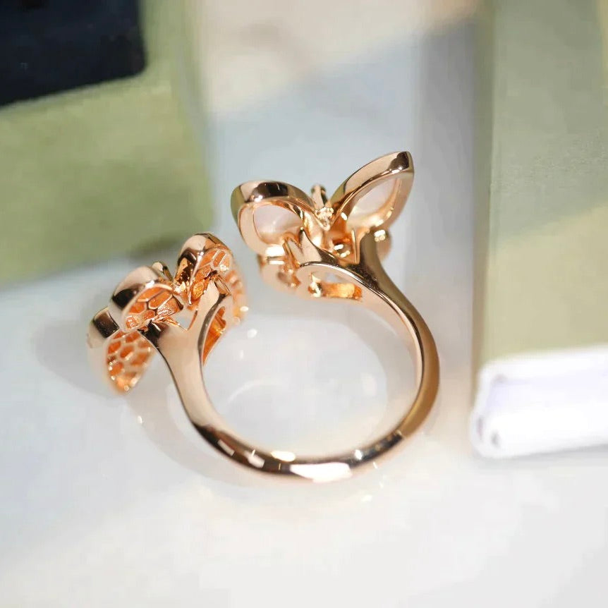 [⭐Spark]TWIN BUTTERFLY DIAMOND MOP RING