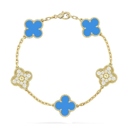 [⭐Spark] CLOVER 5 MOTIF BLUE AGATE BRACELET COLLECTION