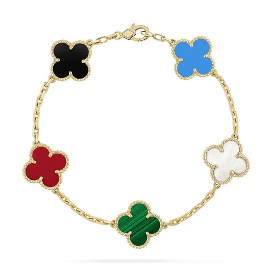 [⭐Spark]CLOVER 5 MOTIFS MULTICOLOR BRACELET