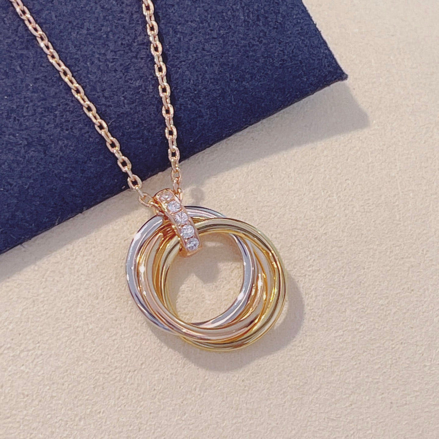 [⭐Spark]TRINITY NECKLACE GOLD  DIAMONDS