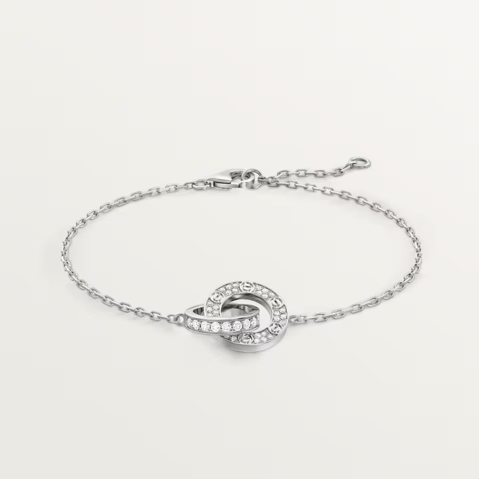 [⭐Spark]LOVE DOUBLE RING FULL DIAMOND BRACELET