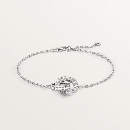 [⭐Spark]LOVE DOUBLE RING FULL DIAMOND BRACELET