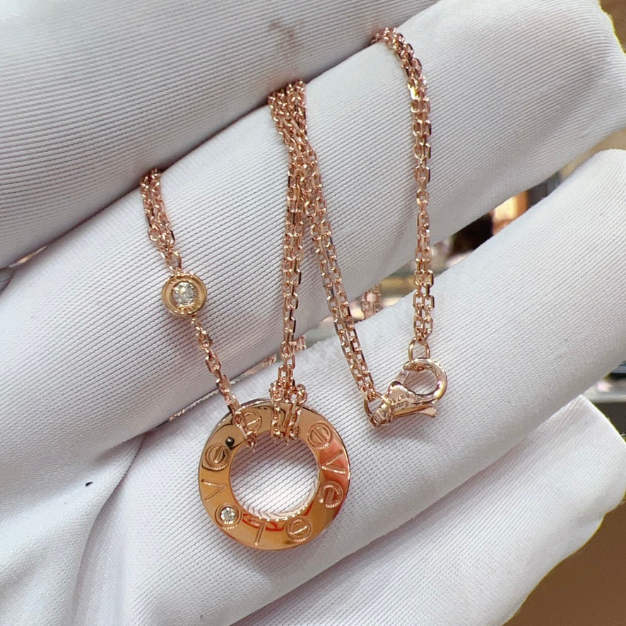 [⭐Spark]LOVE NECKLACE 16MM 2 DIAMONDS