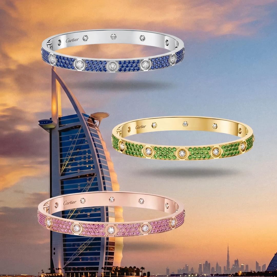 [⭐Spark]2026 PAVE GEMSTONE LOVE BRACELET 6.1MM 10 DIAMONDS
