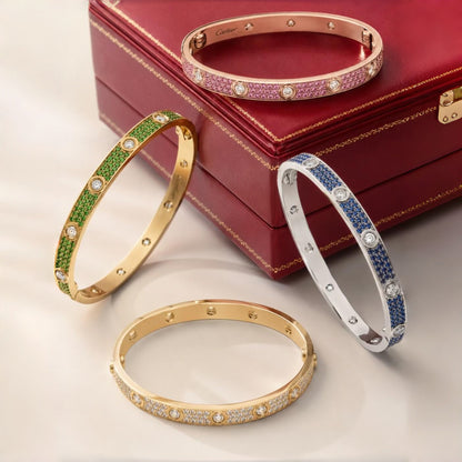 [⭐Spark]2026 PAVE GEMSTONE LOVE BRACELET 6.1MM 10 DIAMONDS