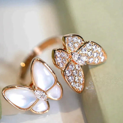 [⭐Spark]TWIN BUTTERFLY DIAMOND MOP RING