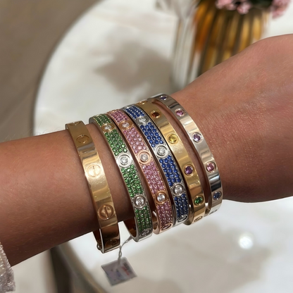 [⭐Spark]2026 PAVE GEMSTONE LOVE BRACELET 6.1MM 10 DIAMONDS