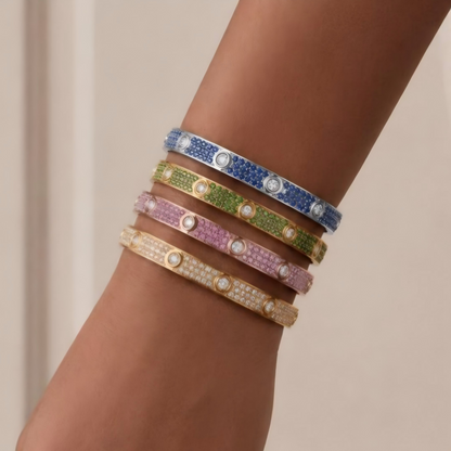 [⭐Spark]2026 PAVE GEMSTONE LOVE BRACELET 6.1MM 10 DIAMONDS