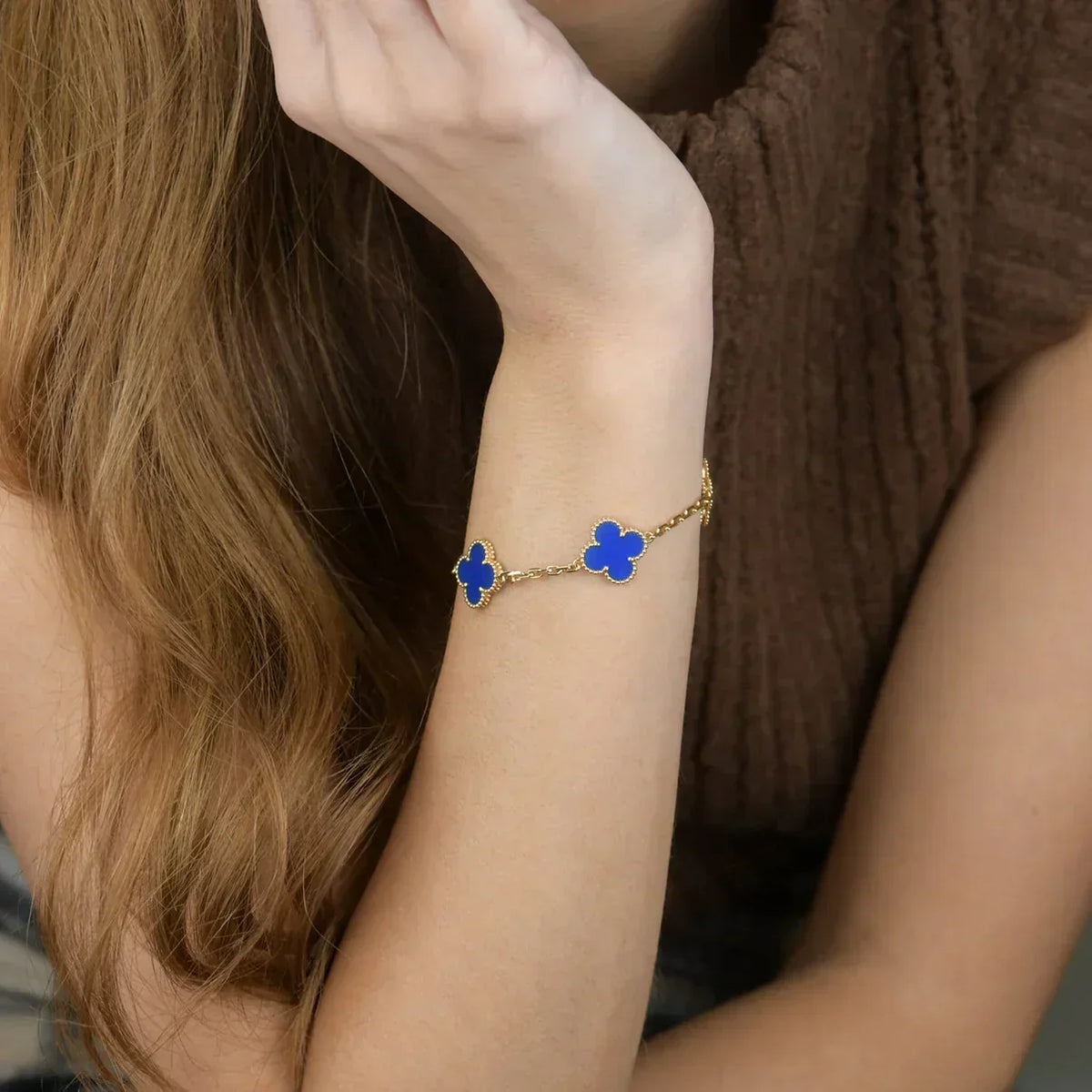 [⭐Spark] CLOVER 5 MOTIF BLUE AGATE BRACELET COLLECTION