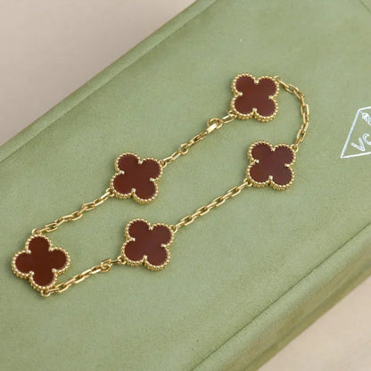 [⭐Spark] CLOVER 5 MOTIF RED CORNELIAN BRACELET COLLECTION