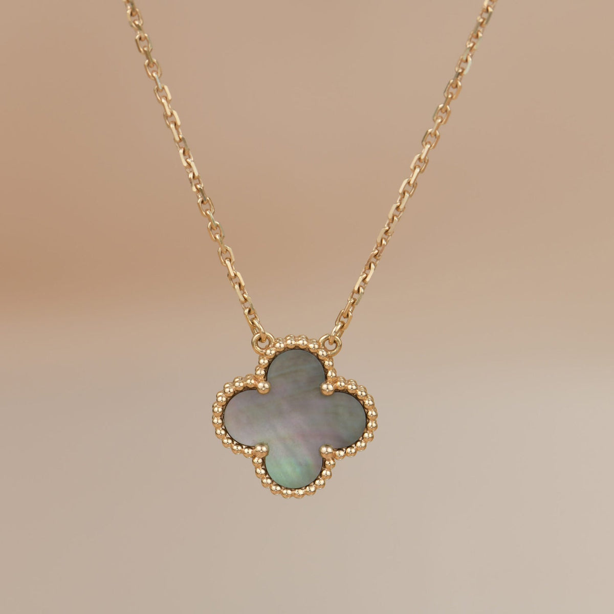 [⭐Spark]CLOVER 15MM  GRAY MOTHER OF PEARL NECKLACE