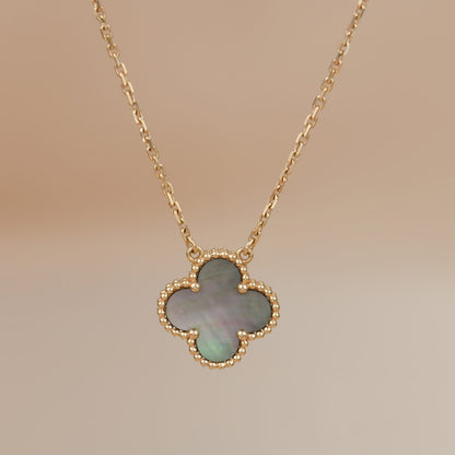 [⭐Spark]CLOVER 15MM  GRAY MOTHER OF PEARL NECKLACE