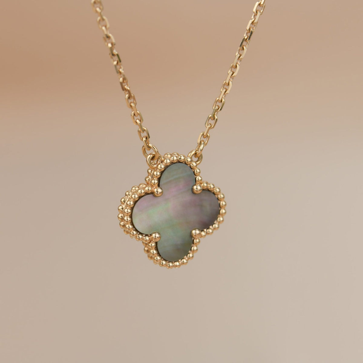 [⭐Spark]CLOVER 15MM  GRAY MOTHER OF PEARL NECKLACE