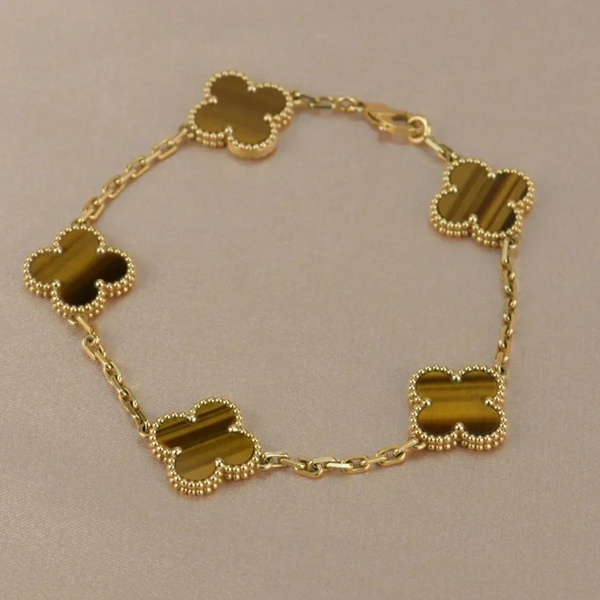 [⭐Spark] CLOVER 5 MOTIFS TIGER EYE BRACELET COLLECTION