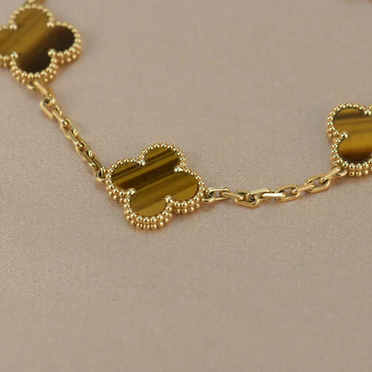 [⭐Spark] CLOVER 5 MOTIFS TIGER EYE BRACELET COLLECTION