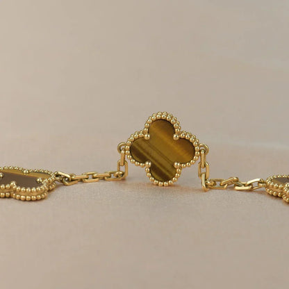 [⭐Spark] CLOVER 5 MOTIFS TIGER EYE BRACELET COLLECTION