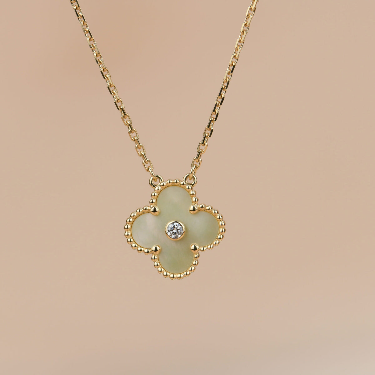 [⭐Spark]CLOVER 15MM DIAMOND GOLD MOTHER OF PEARL NECKLACE
