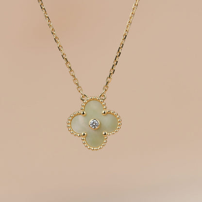 [⭐Spark]CLOVER 15MM DIAMOND GOLD MOTHER OF PEARL NECKLACE