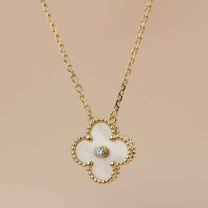 [⭐Spark]CLOVER 15MM DIAMOND GOLD MOTHER OF PEARL NECKLACE