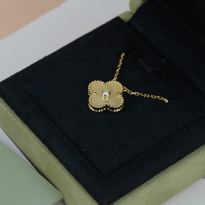 [⭐Spark]CLOVER 15MM DIAMOND GOLD MOTHER OF PEARL NECKLACE