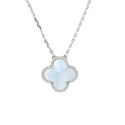 [⭐Spark]CLOVER  15MM WHITE MOTHER-OF-PEARL SILVER