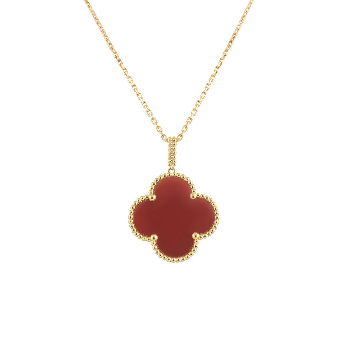 [⭐Spark]CLOVER 25MM NECKLACE GOLD CARNELIAN