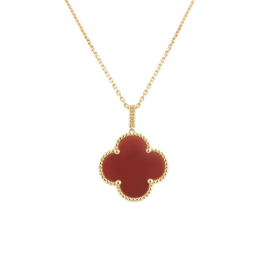 [⭐Spark]CLOVER 25MM NECKLACE GOLD CARNELIAN