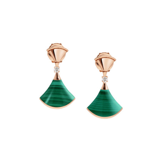 [⭐Spark]DREAM MALACHITE PINK GOLD EARRINGS