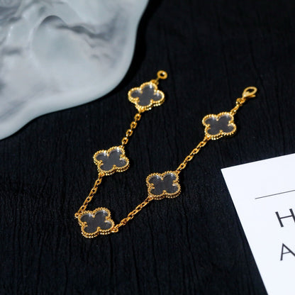 [⭐Spark]CLOVER 5 MOTIF ROCK CRYSTAL BRACELET