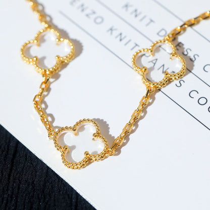 [⭐Spark]CLOVER 5 MOTIF ROCK CRYSTAL BRACELET
