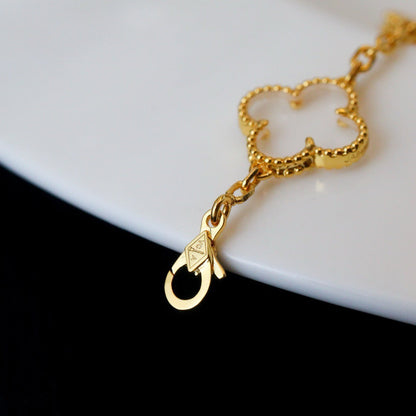 [⭐Spark]CLOVER 5 MOTIF ROCK CRYSTAL BRACELET