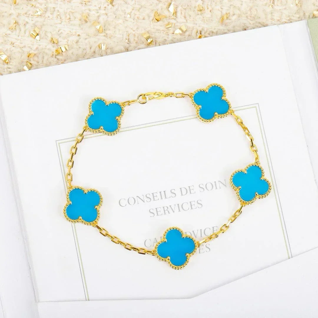 [⭐Spark] CLOVER 5 MOTIF TURQUOISE BRACELET COLLECTION
