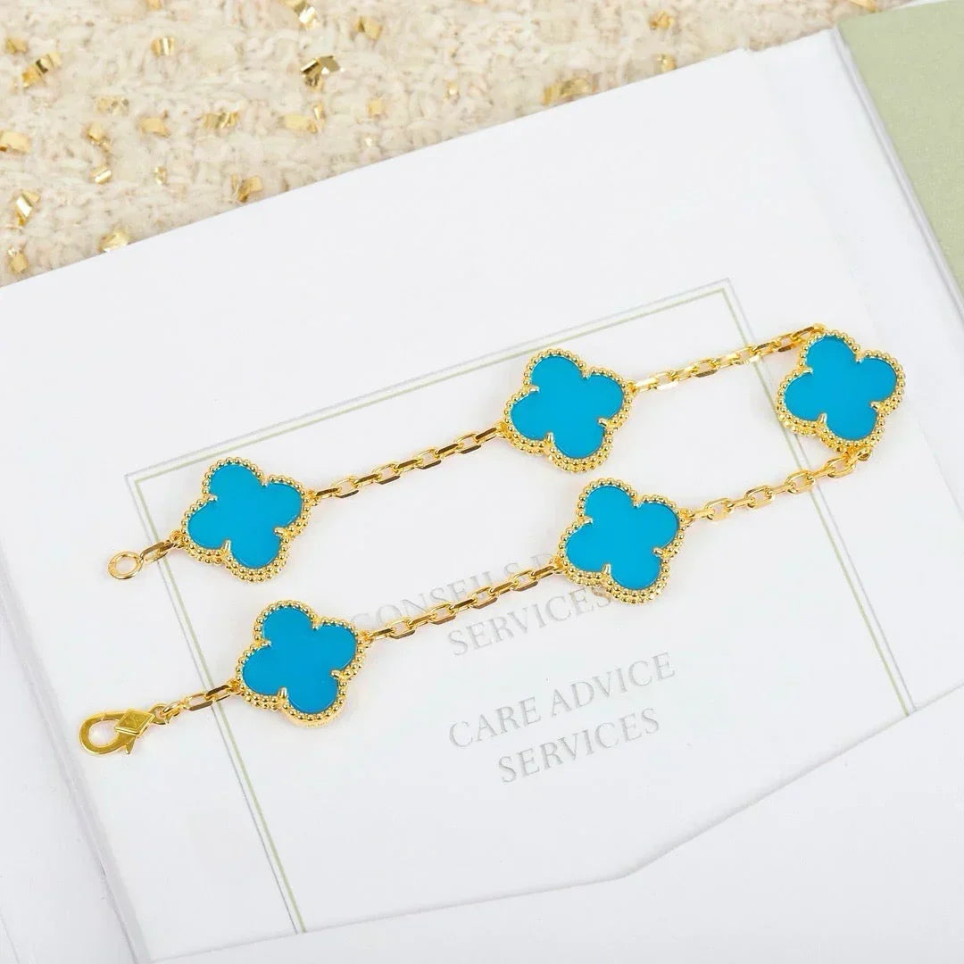 [⭐Spark] CLOVER 5 MOTIF TURQUOISE BRACELET COLLECTION