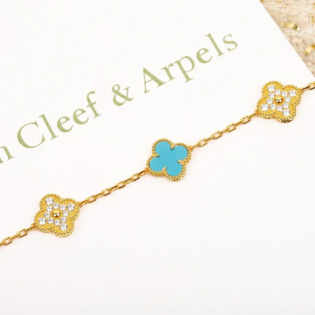 [⭐Spark] CLOVER 5 MOTIF TURQUOISE BRACELET COLLECTION